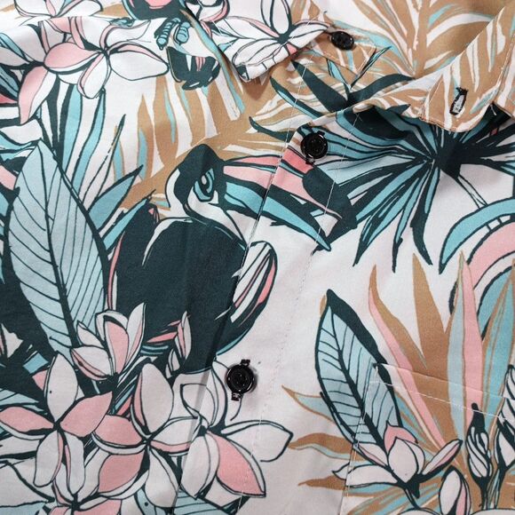 Nosirhoc Tropical Pink Flamingo Hawaiian Shirt XL Men’s Tropical Beach Button-u - Picture 7 of 11